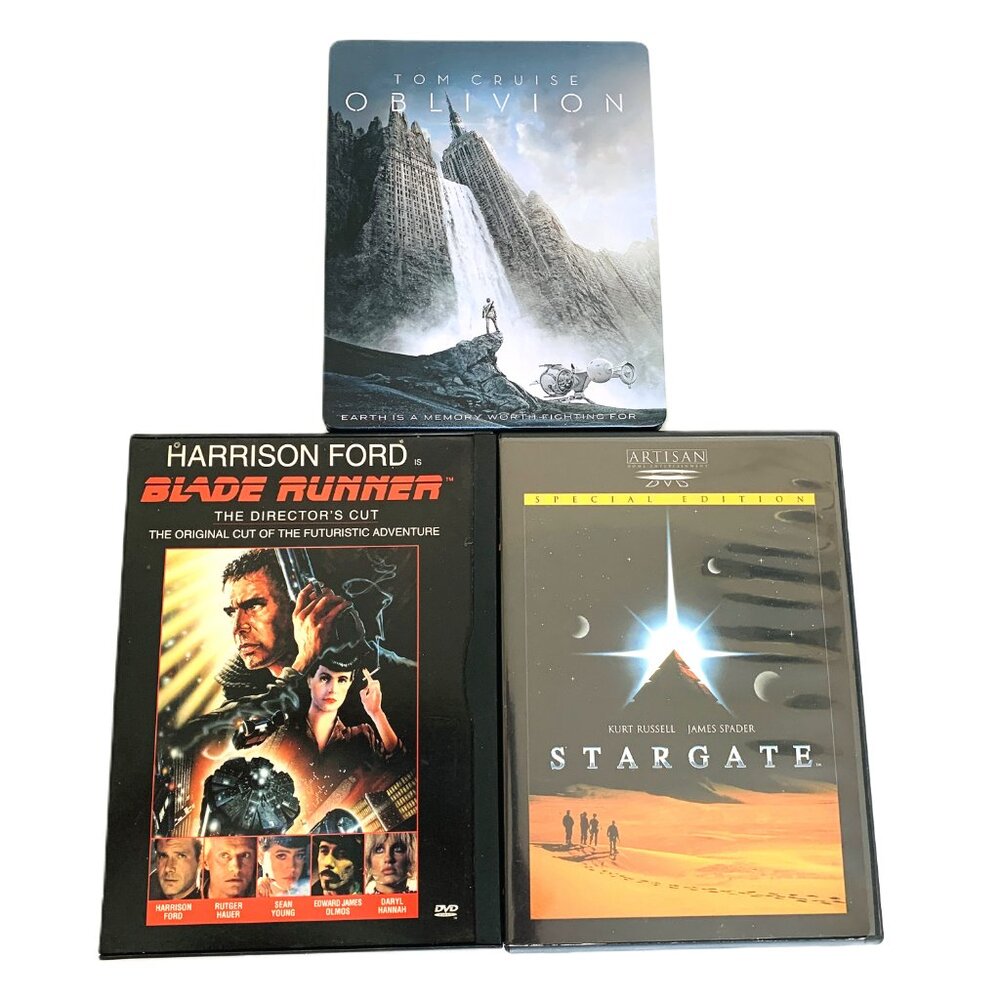 3 DVDs Tom Cruise Oblivion Kurt Russell Star Gate Harrison Ford Blade Runner